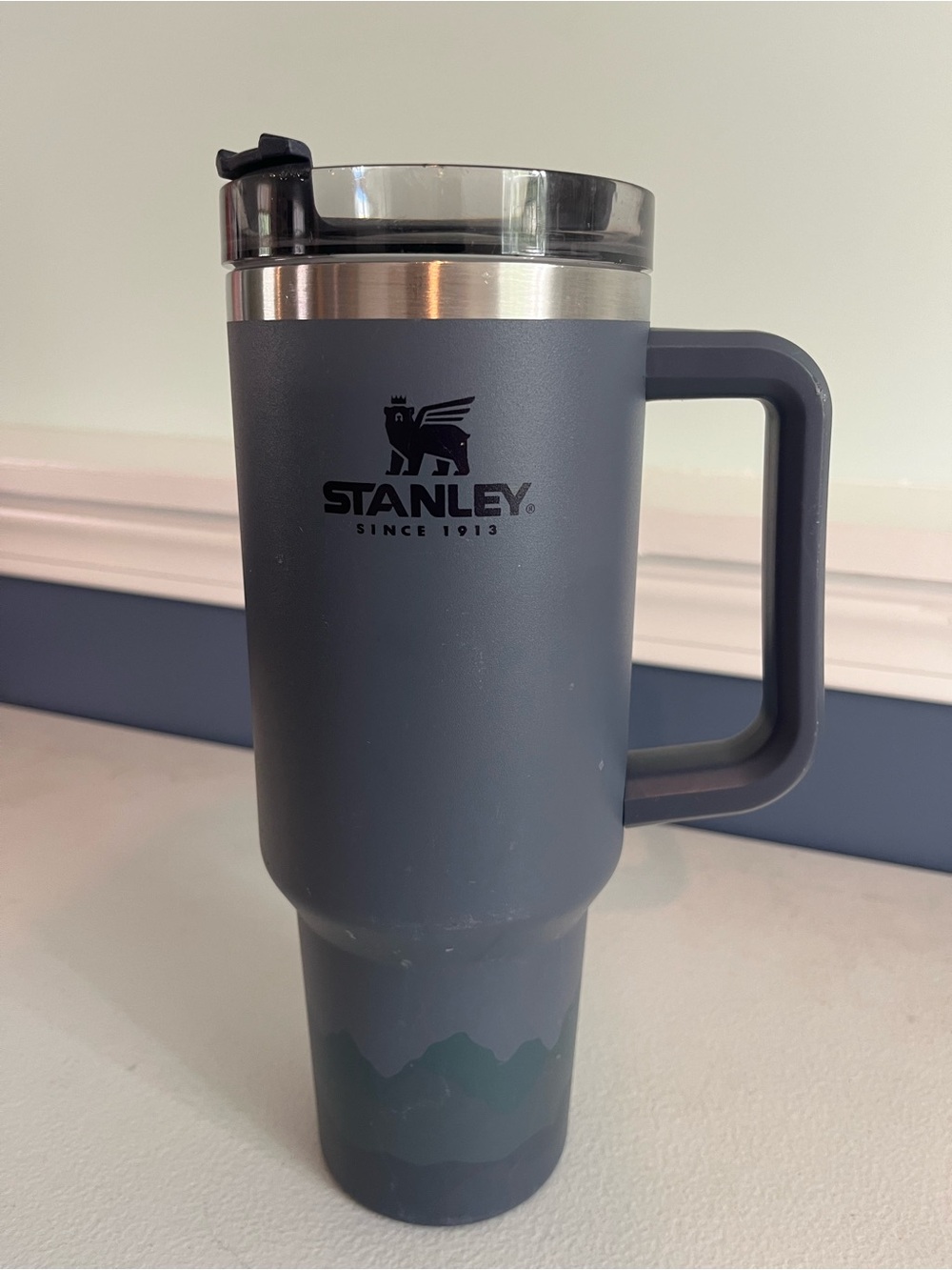 Stanley Dark Gray with Green Mountain Range 40 Oz Tumbler